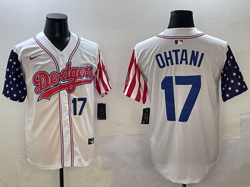 Men Los Angeles Dodgers #17 Ohtani White a generation of national flags Joint name 2025 Nike MLB Jersey style 21